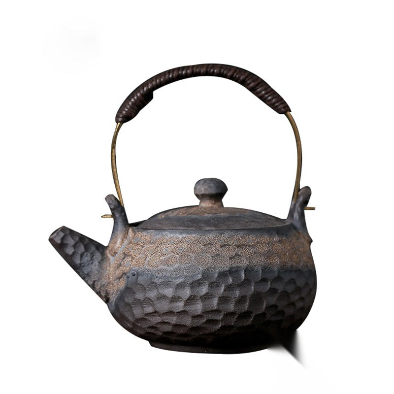 Stoneware Hammered Handle Pot « Fumée »