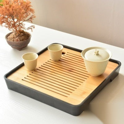 Plateau à thé cérémonie japonaise en bambou « Sarcelle »
