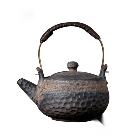 Stoneware Hammered Handle Pot « Fumée »