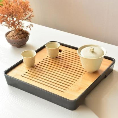 Plateau à thé cérémonie japonaise en bambou « Sarcelle »