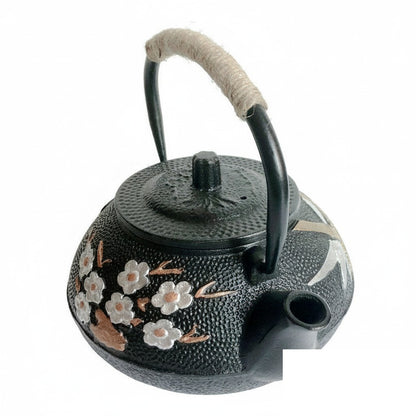 Théière japonaise en fer à motifs fleur « Malachite »
