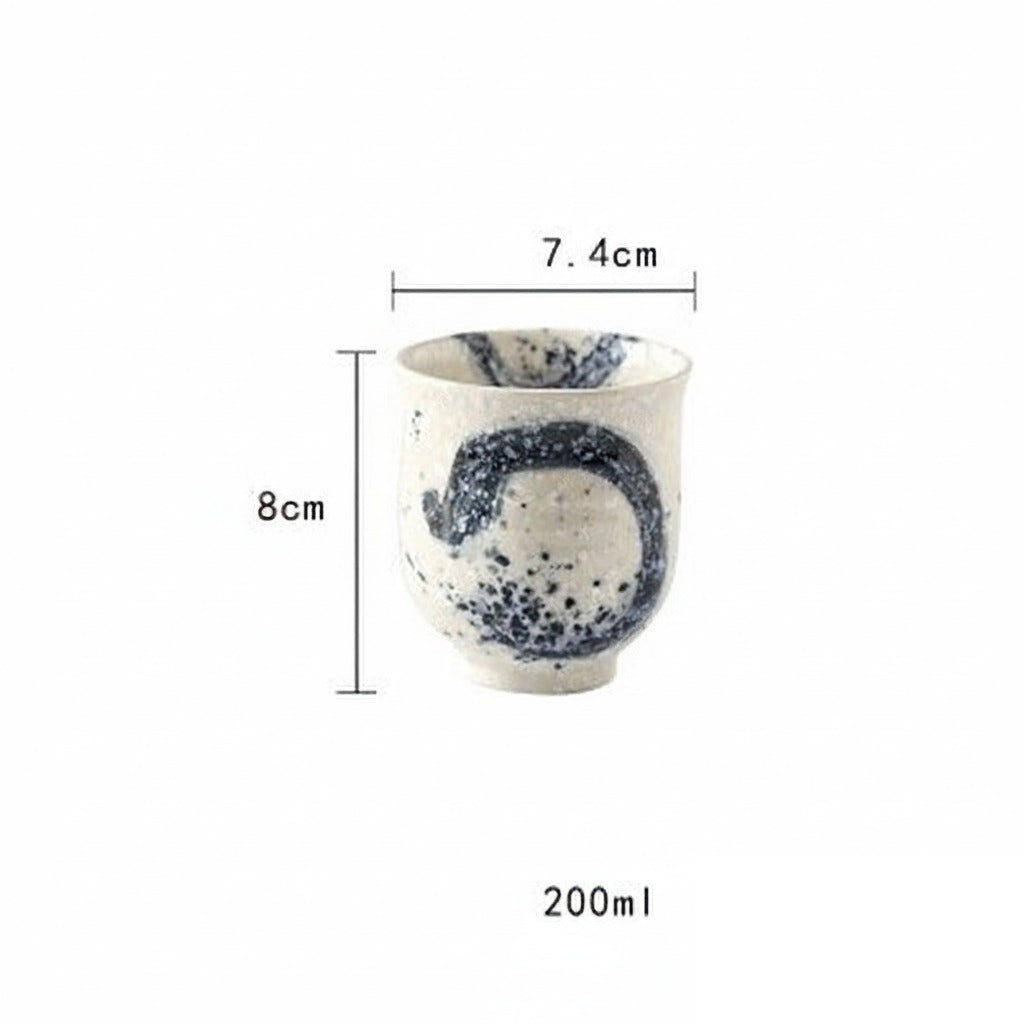 Tasse japonaise en céramique dessinée main « Cobaltique »