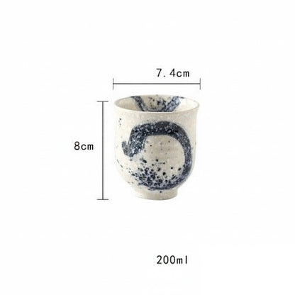 Tasse japonaise en céramique dessinée main « Cobaltique »
