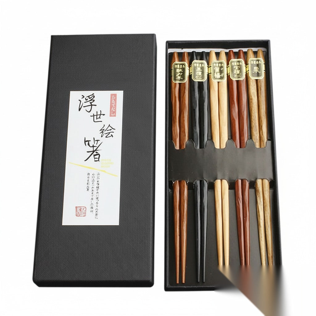 Coffret 5 baguettes collection motif bois naturel « Parme »