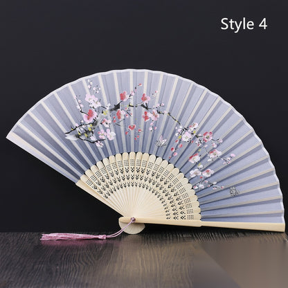 Eventail japonais en bambou et satin (14 couleurs) « Lavande »