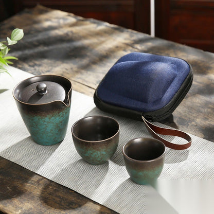 Service à thé japonais portable en céramique « Noisette »