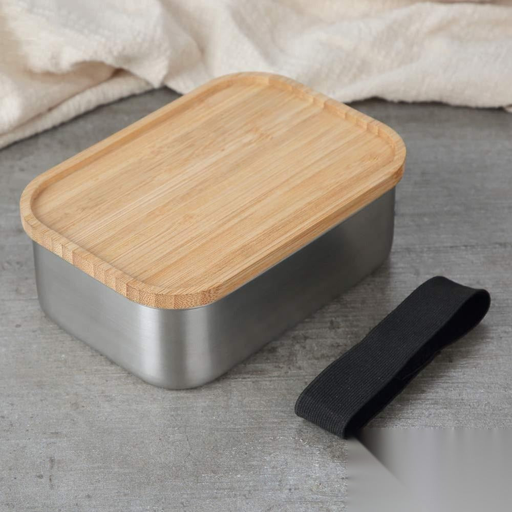 Bento japonais en acier inoxydable et bambou naturel « Origami »