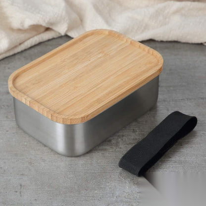 Bento japonais en acier inoxydable et bambou naturel « Origami »