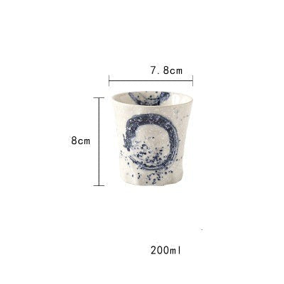 Tasse japonaise en céramique dessinée main « Cobaltique »