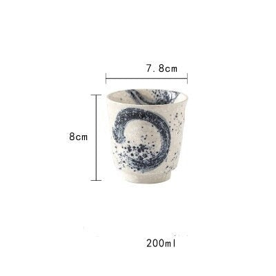 Tasse japonaise en céramique dessinée main « Cobaltique »