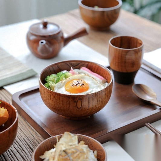 Bol japonais en bois naturel « Prune »