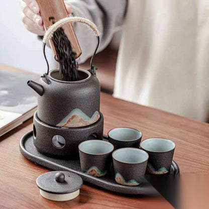Théière japonaise avec réchaud « Émaillé »