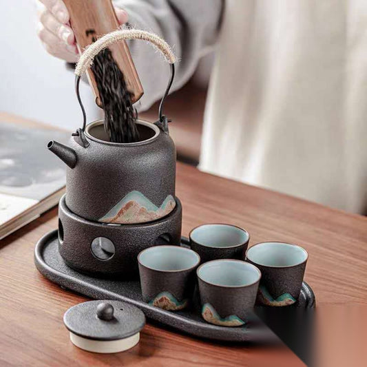 Théière japonaise avec réchaud « Émaillé »