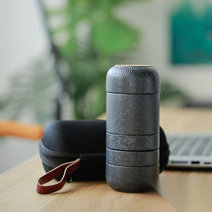 Service à thé japonais portable en céramique « Amande »