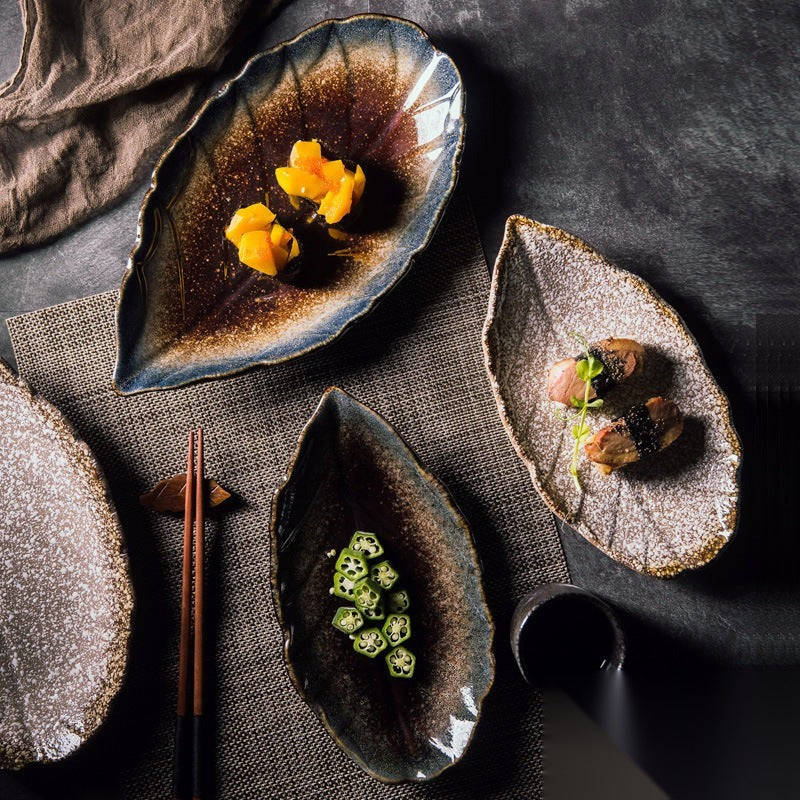 Assiette feuille en céramique « Granit »