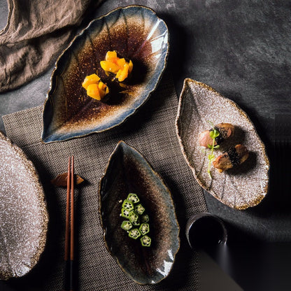 Assiette feuille en céramique « Granit »