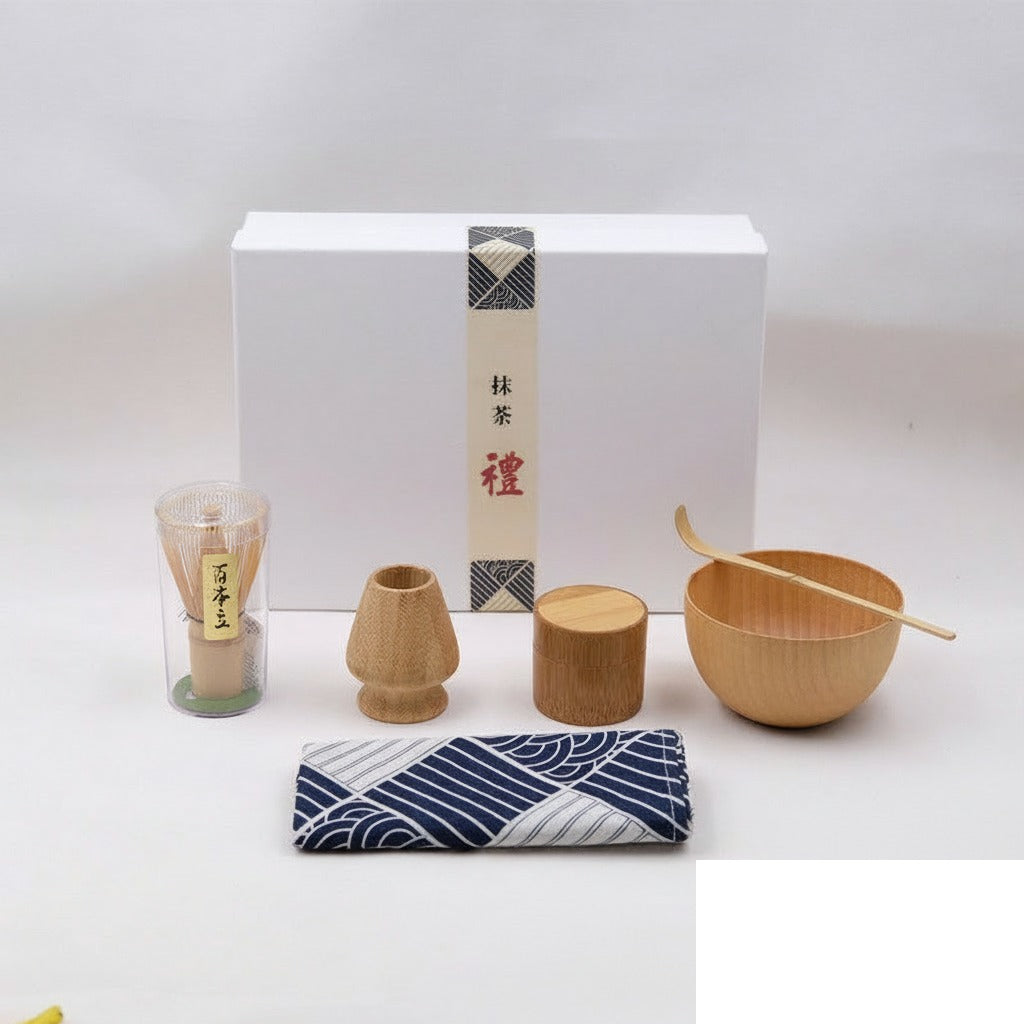 Kit cérémonie du thé matcha - 6 pièces (coffret) « Glycine »