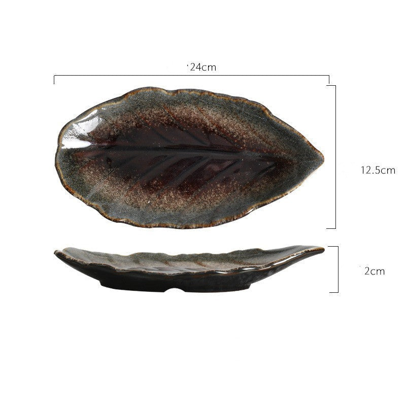 Assiette feuille en céramique « Granit »