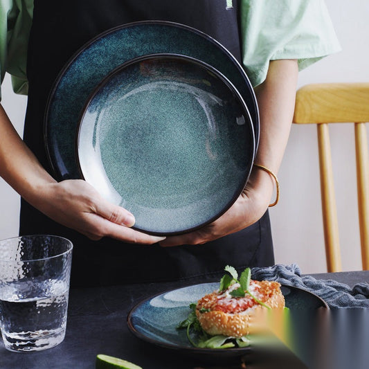 Assiette bleue en céramique « Printemps »