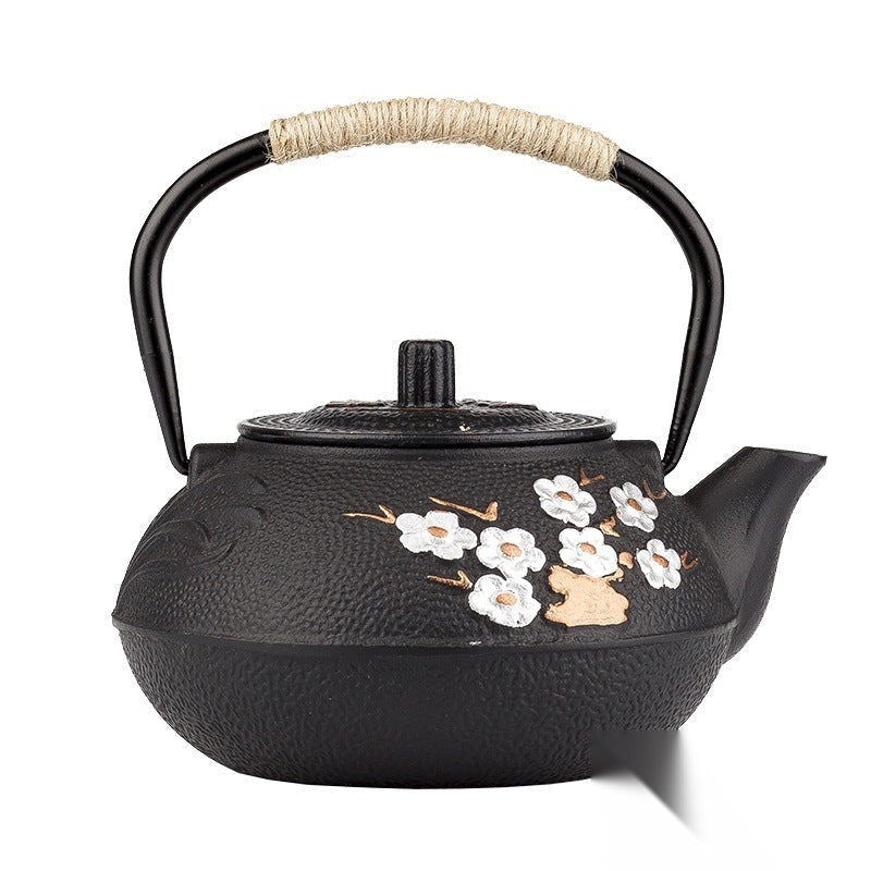 Théière japonaise en fer à motifs fleur « Malachite »