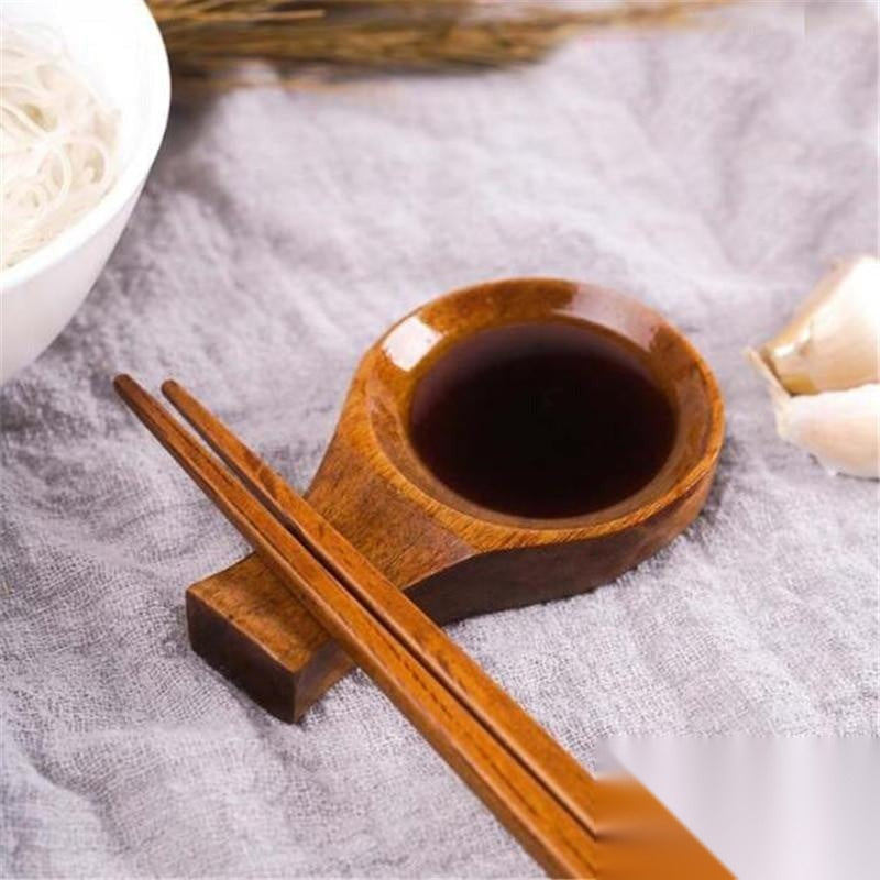 Coupelle à sauce et support baguettes en bois « Edition 1 »