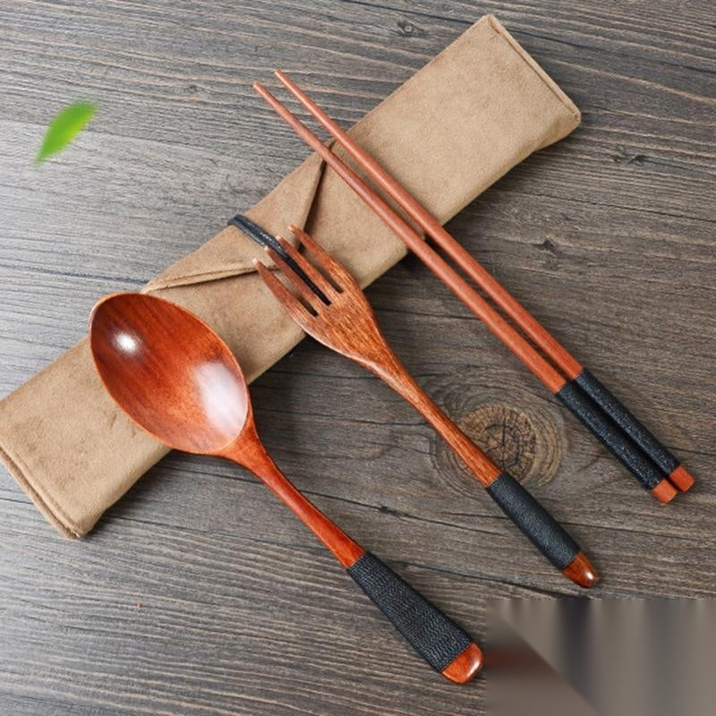 Set de couverts et baguettes en bambou haute qualité « Cuivre »