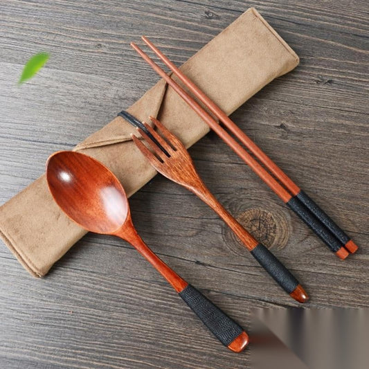 Set de couverts et baguettes en bambou haute qualité « Cuivre »