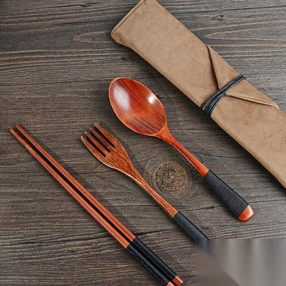 Set de couverts et baguettes en bambou haute qualité « Cuivre »
