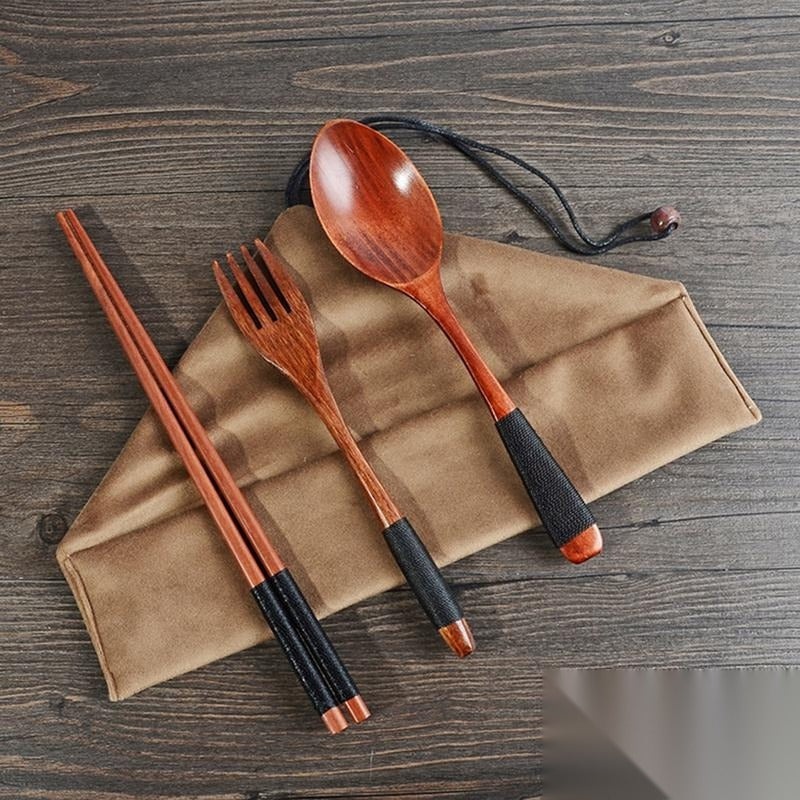 Set de couverts et baguettes en bambou haute qualité (offert dès 80€ d'achat) « Érable »