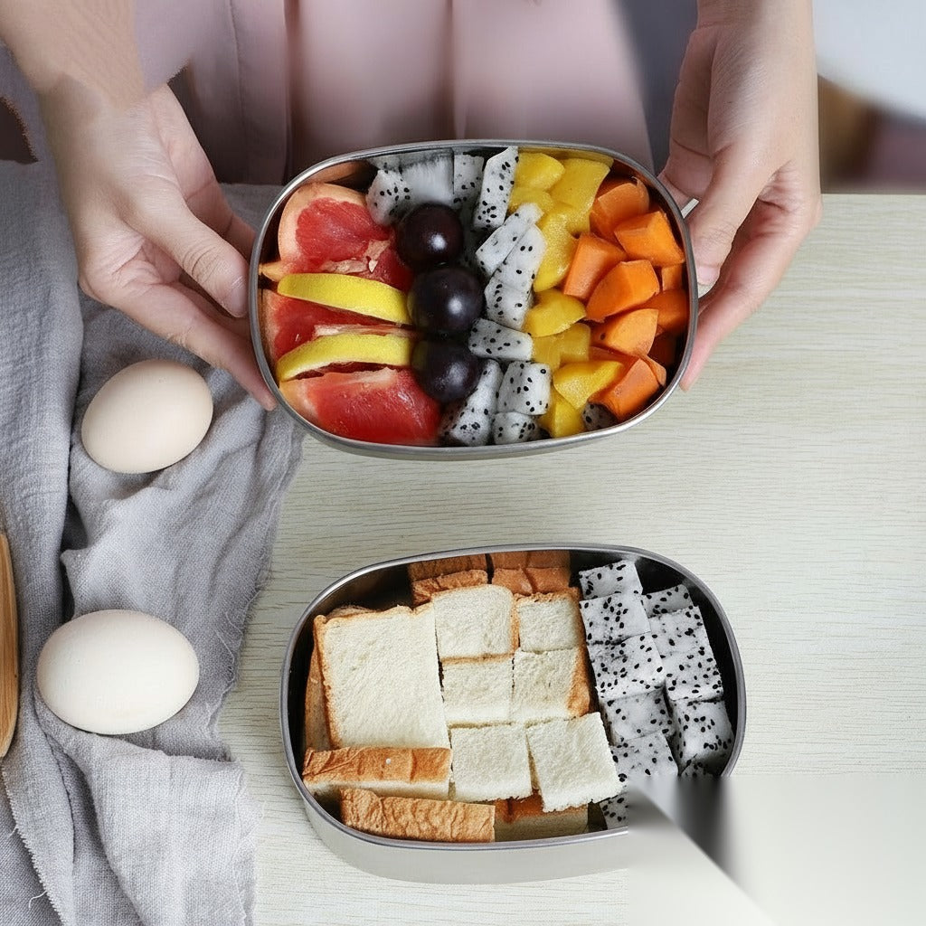 Bento japonais en acier inoxydable et bambou naturel « Origami »