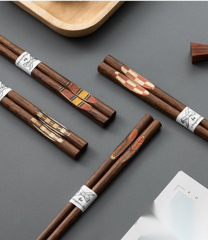 Set de baguettes japonaises en bois massif « Sagesse »