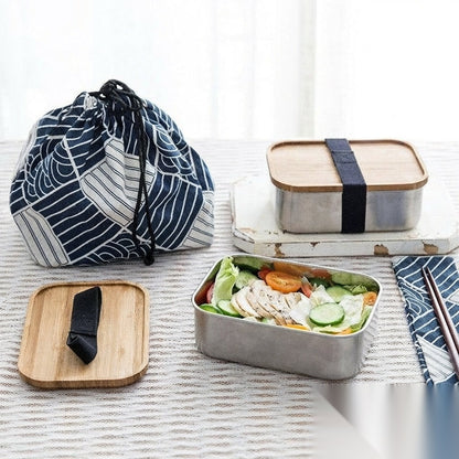 Bento japonais en acier inoxydable et bambou naturel « Origami »