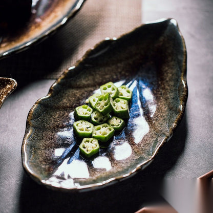 Assiette feuille en céramique « Granit »