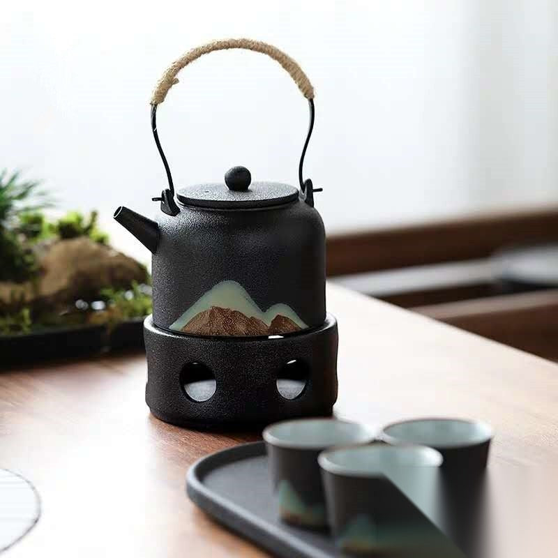 Théière japonaise avec réchaud « Émaillé »