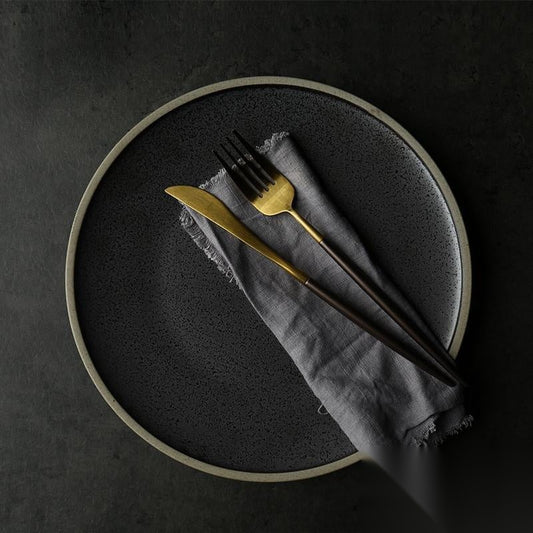 Assiette en grès émaillé noir « Clématite »